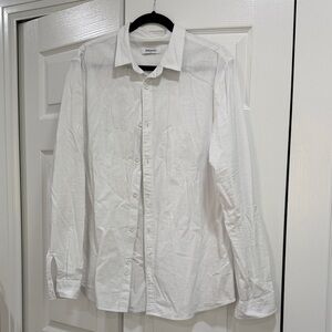 Men's Classic White 80% cotton 20% linen Button-Down Shirt